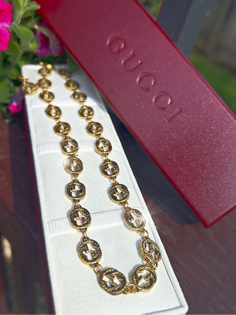 Vintage Gucci Interlocking Double G Necklace.